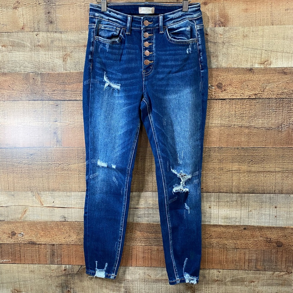 Altar’d State High Rise ButtonFly Distressed Skinny Jeans Size 28